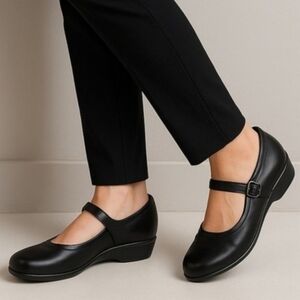 SAS Maria Wide Mary Jane Shoes Black Leather 10.5 WW